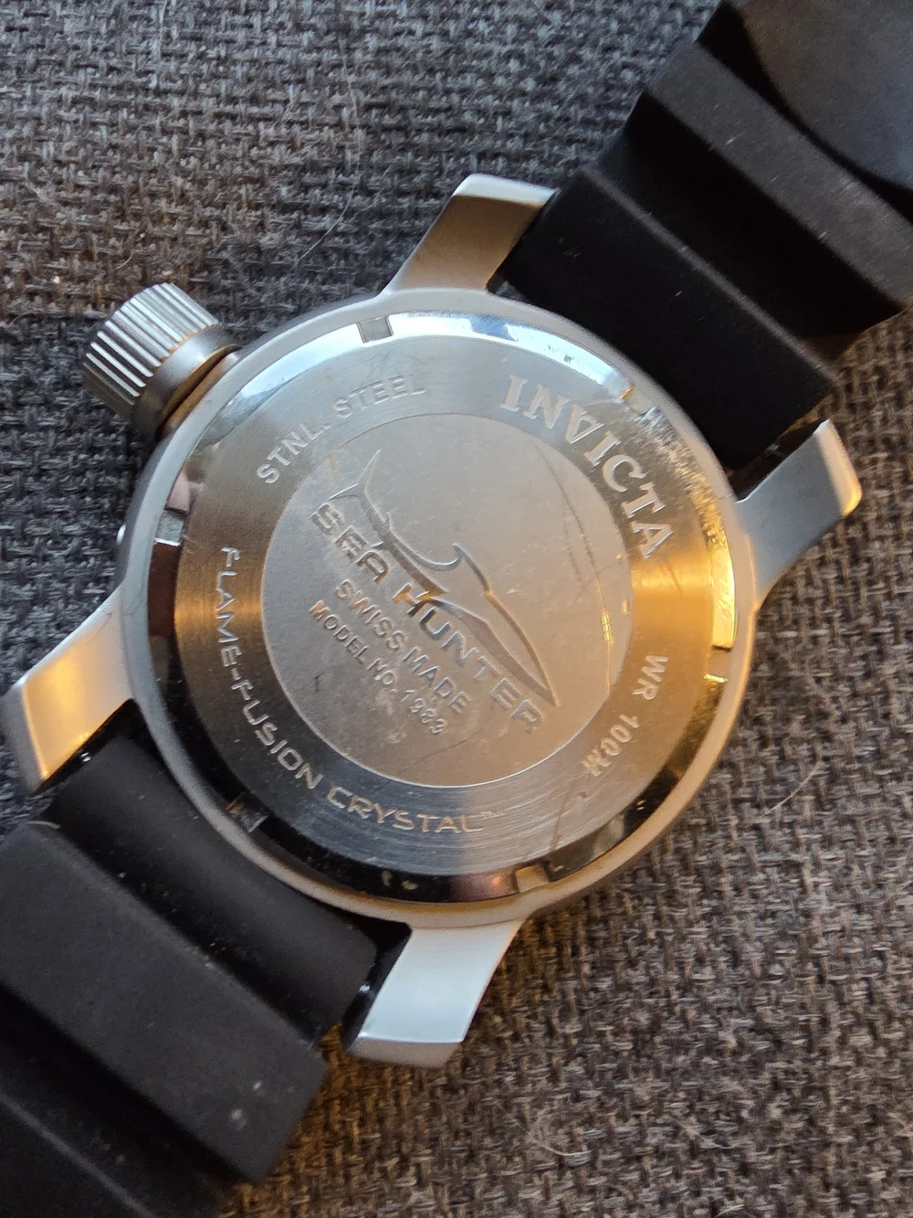 Invicta Black Dial Sport Watch with Silver Case